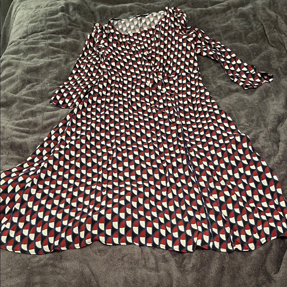 Sisley Long Sleeve Dress - Red, Black, White
